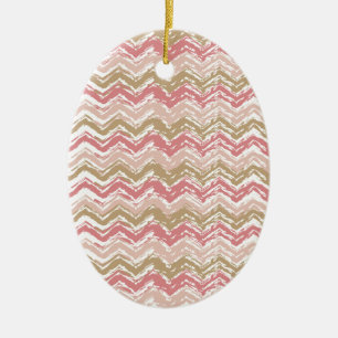 Coral Spice Scribble ZigZag Chevron Mönster Julgransprydnad Keramik