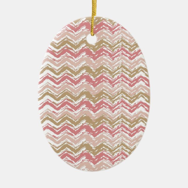 Coral Spice Scribble ZigZag Chevron Mönster Julgransprydnad Keramik (Framsidan)