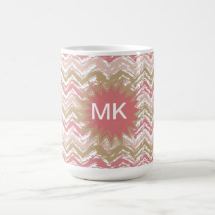Coral Spice Scribble ZigZag Chevron Mönster Kaffemugg