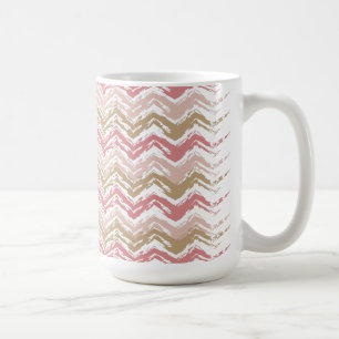 Coral Spice Scribble ZigZag Chevron Mönster Kaffemugg