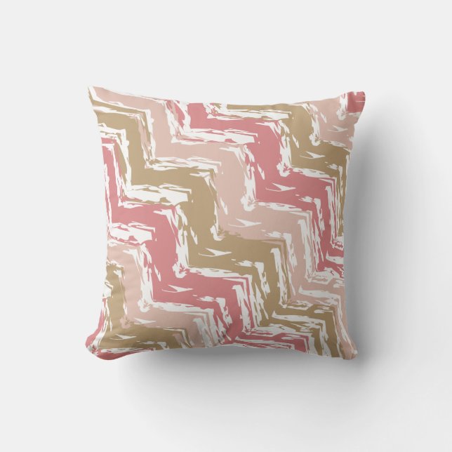 Coral Spice Scribble ZigZag Chevron Mönster Kudde (Framsida)