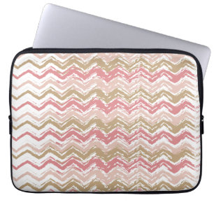 Coral Spice Scribble ZigZag Chevron Mönster Laptop Fodral