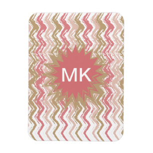 Coral Spice Scribble ZigZag Chevron Mönster Magnet