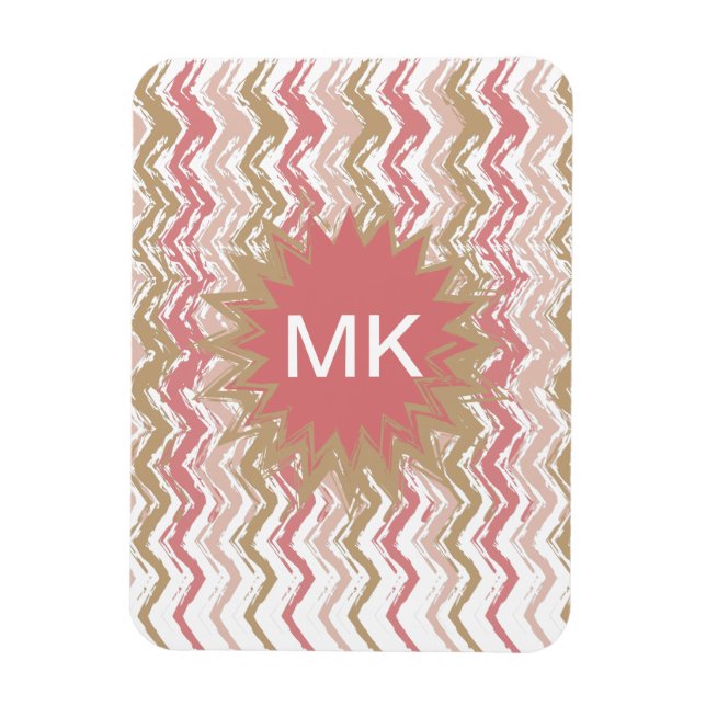 Coral Spice Scribble ZigZag Chevron Mönster Magnet (Vertikal)