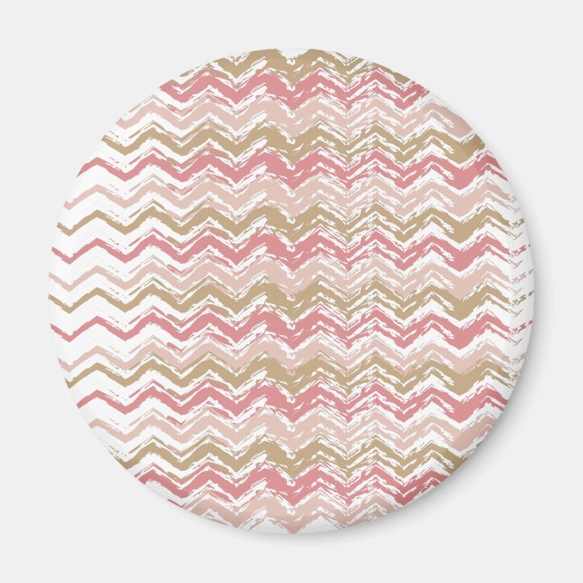 Coral Spice Scribble ZigZag Chevron Mönster Magnet (Framsidan)
