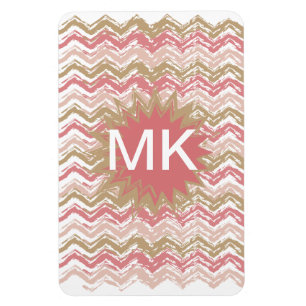 Coral Spice Scribble ZigZag Chevron Mönster Magnet
