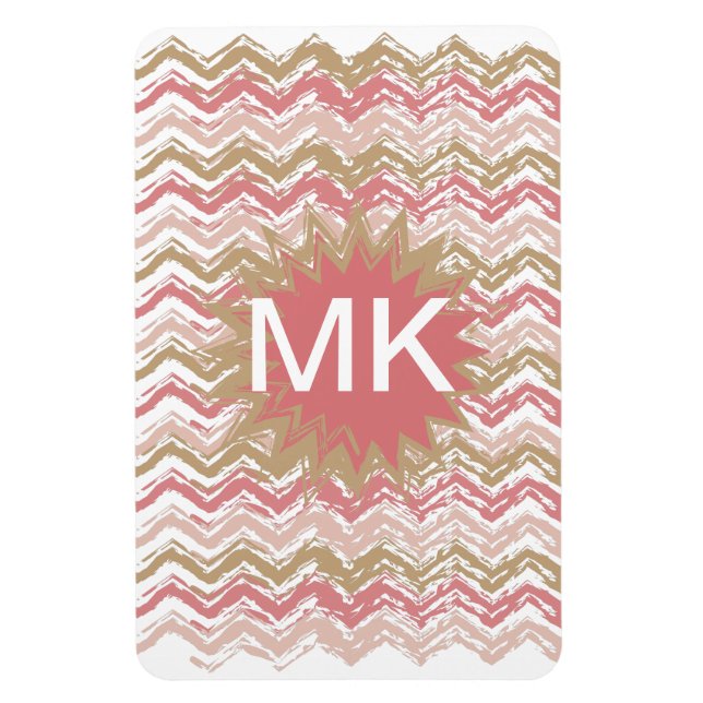Coral Spice Scribble ZigZag Chevron Mönster Magnet (Vertikal)