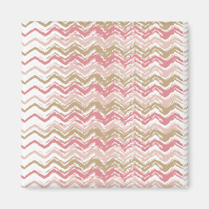 Coral Spice Scribble ZigZag Chevron Mönster Magnet