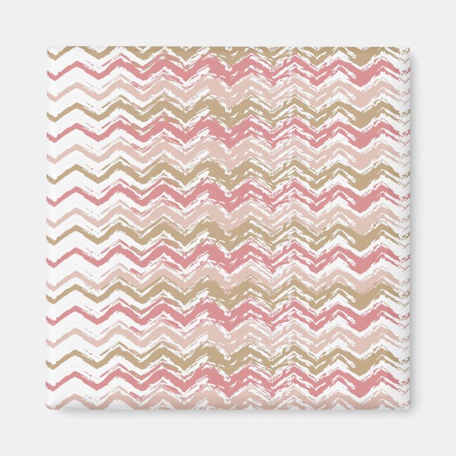 Coral Spice Scribble ZigZag Chevron Mönster Magnet (Framsidan)