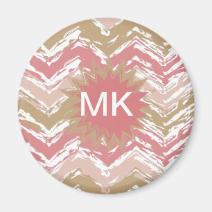 Coral Spice Scribble ZigZag Chevron Mönster Magnet