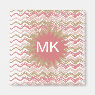 Coral Spice Scribble ZigZag Chevron Mönster Magnet