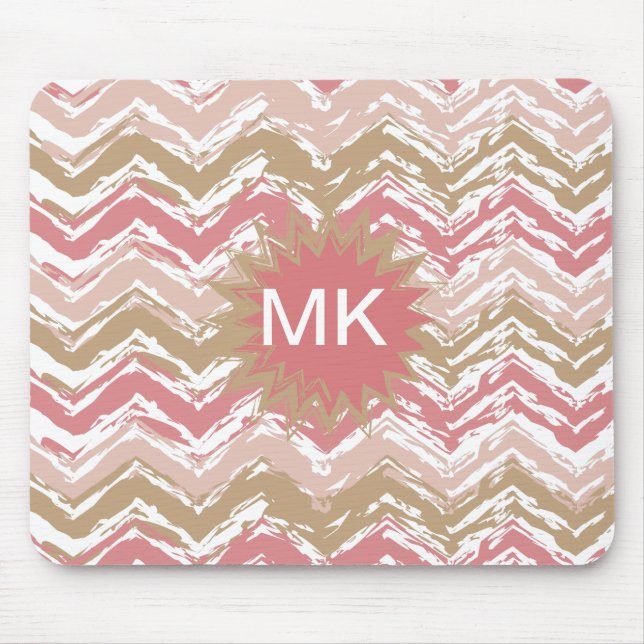 Coral Spice Scribble ZigZag Chevron Mönster Musmatta (Framsidan)