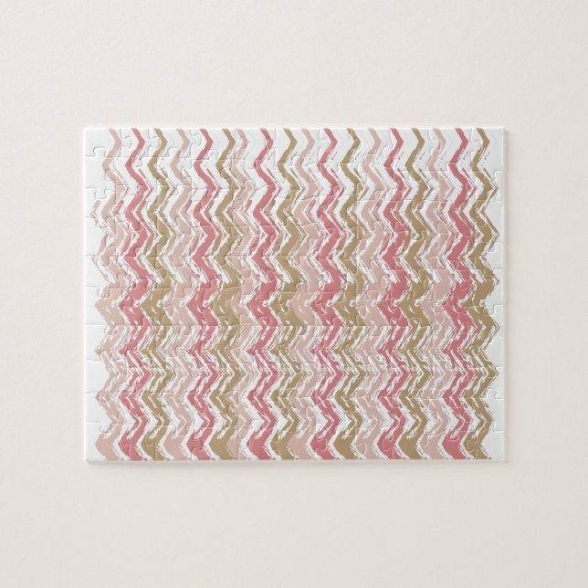 Coral Spice Scribble ZigZag Chevron Mönster Pussel (Horisontell)