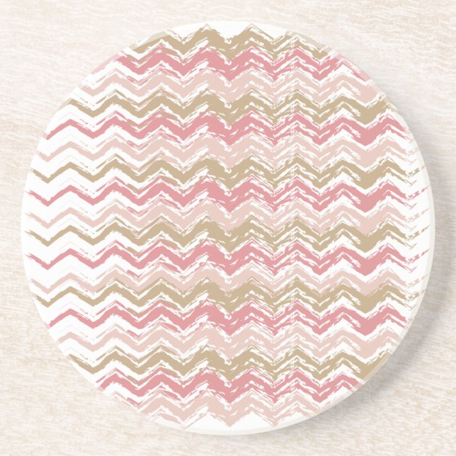 Coral Spice Scribble ZigZag Chevron Mönster Underlägg (Framsidan)