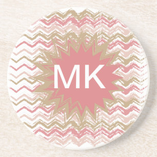 Coral Spice Scribble ZigZag Chevron Mönster Underlägg Sandsten