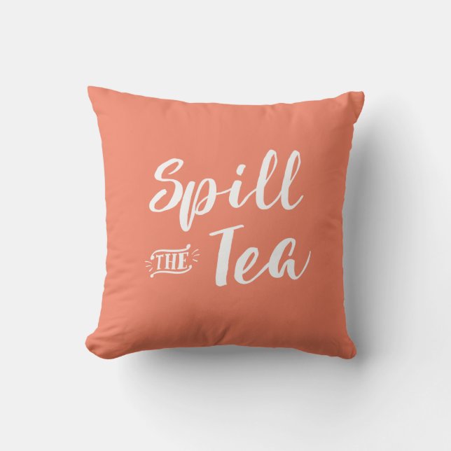 Coral Spill the Tea Pillow Kudde (Framsida)