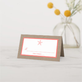 Coral Starfish Burlap Beach-samlingen Placeringskort