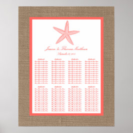 Coral Starfish Burlap Beach-samlingen Poster