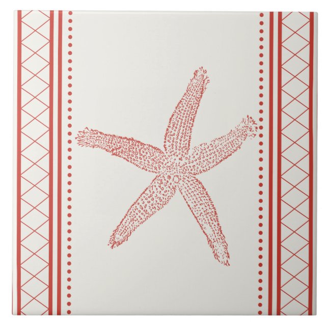 Coral Starfish Coastal Kakelplatta (Framsidan)