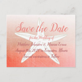 Coral Starfish Personlig Save Date Postcard Vykort