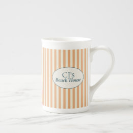 Coral Stripe Strandhus Mugg Benporslin Mugg