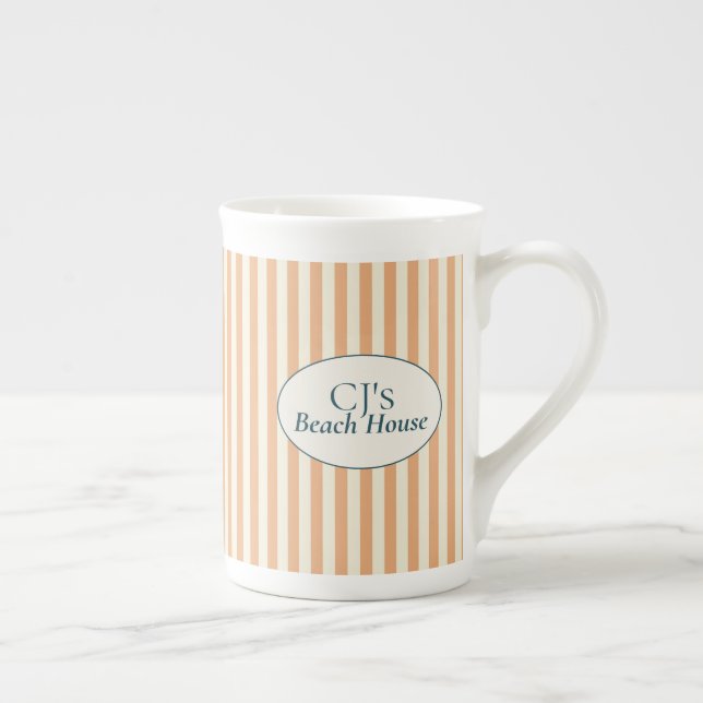 Coral Stripe Strandhus Mugg Benporslin Mugg (Höger)