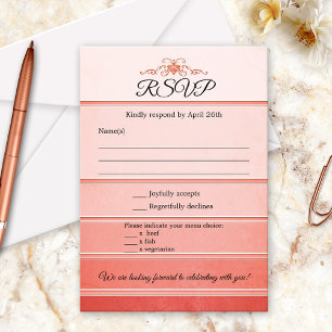 Coral Stripe Ton sur Ton Bröllop OSA Card Inbjudningar