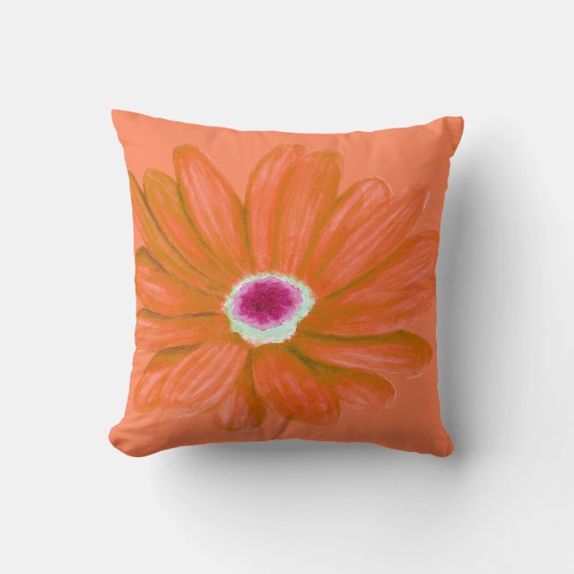 Coral Summer Flower Throw Pillow Kudde (Framsida)