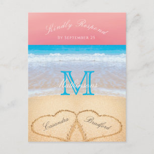 Coral Sunset Autumn Beach Wedding OSA Vykort