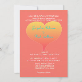 Coral Sunset Hearts Inbjudningar