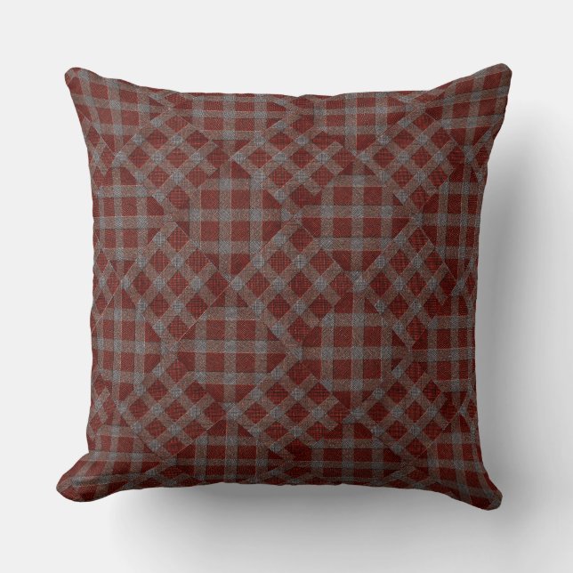 Coral tartan plaid mosaic dekorativ kudde (Framsida)