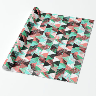 Coral Teal Memphis Stil Triangles Presentpapper