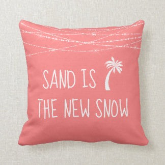 Coral Tropical Sand är New Snö Handflatan Träd Kudde