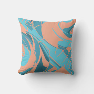 Coral Turcos Aqua Flowing Blommigt Art Mosaics Kudde