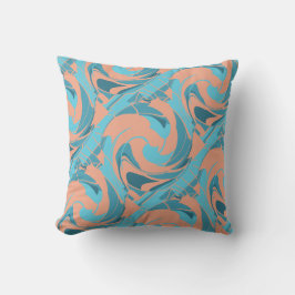 Coral Turcos Aqua Slanted Swirling Mosaics Kudde