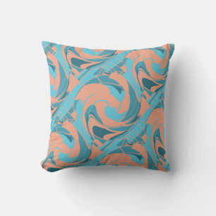 Coral Turcos Aqua Slanted Swirling Mosaics Kudde