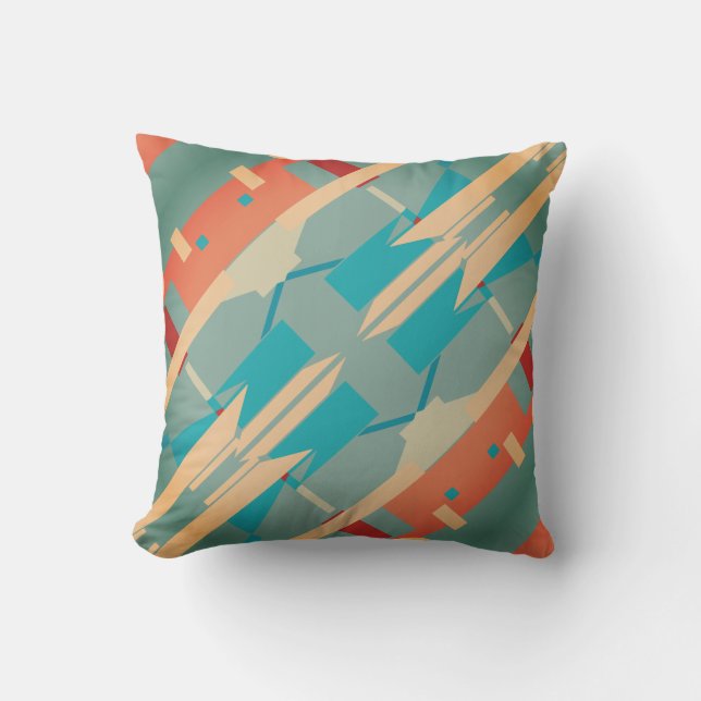 Coral Turcos Beige Teal Diagonal Southwest look Kudde (Framsida)