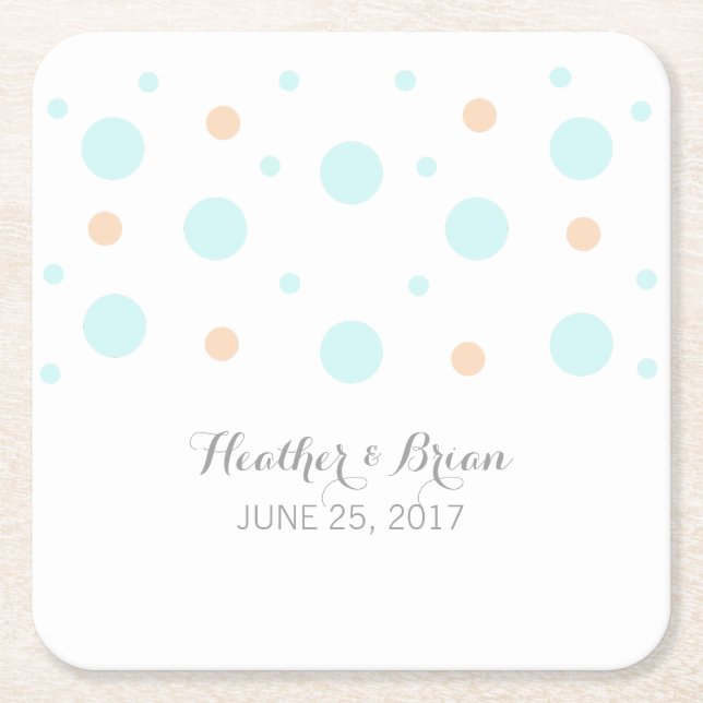 Coral Turcos Confetti Papper Underlägg Kvadrat (Framsidan)