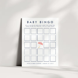 Coral Umbrella | Bingo-spelkort för babyskor Inbjudningar