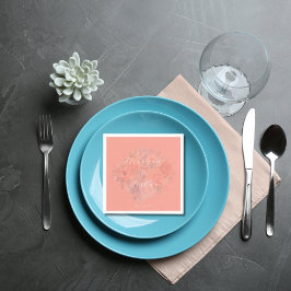 Coral Vår Blommigt Bröllop Pappra blöjor Pappersservett