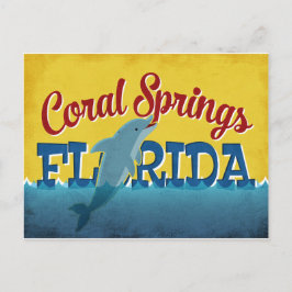 Coral Vår Florida Dolphin Retro Vintage resor Vykort