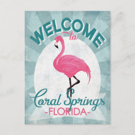 Coral Vår Florida Rosa Flamingo Retro Vykort