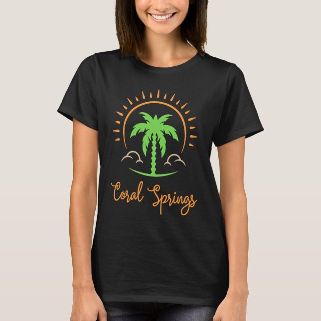 Coral Vår Florida Vacation Beach Tropical T Shirt (Framsida)