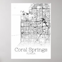 Coral Vår Karta - Florida - City Karta Poster