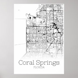 Coral Vår Karta - Florida - City Karta Poster