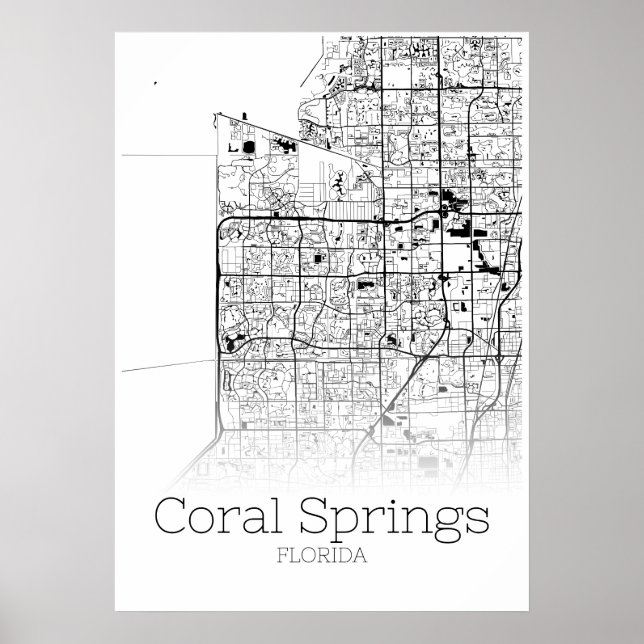 Coral Vår Karta - Florida - City Karta Poster (Framsidan)