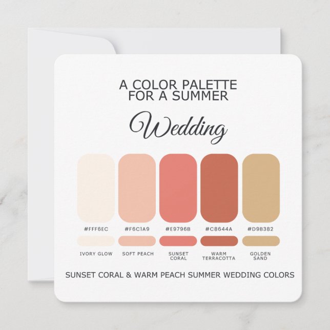 Coral Warm Peach Summer Wedding Palette 2026 Card Inbjudningar (Framsida)