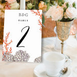 Coral Watercolor Beach Modern Bröllop Bordsnummer<br><div class="desc">En modern koralleformgivning i bröllop. En strandplan som användor vattenfärgkoraller för att skapa en elegant sommardesign i bröllop. En charmig korall- och grått-tropisk stranddesign med klassskripttypografi. En elegant kuststrand tog bröllop bordsnummer-kort med modern inslag. Det finns också möjlighet att matcha korallbröllop och andra kontorsartiklar. Anpassa antalet och köp varje bord...</div>