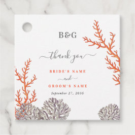 Coral Watercolor Beach Modern Bröllop Gift Gåvor Etiketter
