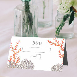 Coral Watercolor Beach Modern Bröllop Placeringskort